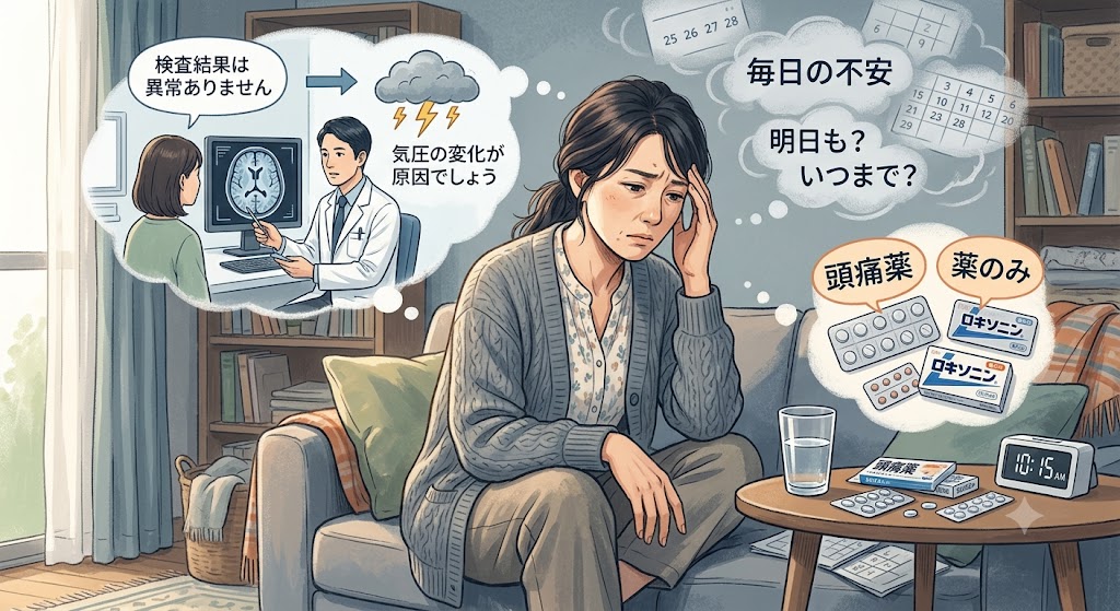 「病院で異常なし」と言われた頭痛にお悩みの方へ|薬に頼らない根本改善に必要なこと 1 「病院で異常なし」と言われた頭痛にお悩みの方へ|薬に頼らない根本改善に必要なこと